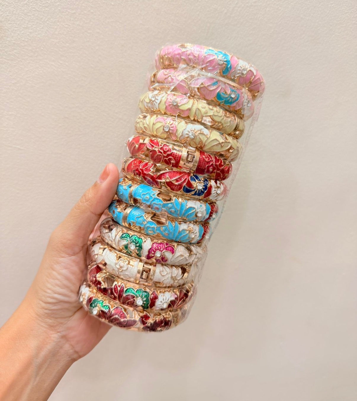 Floral Enamel Bangles- Thick