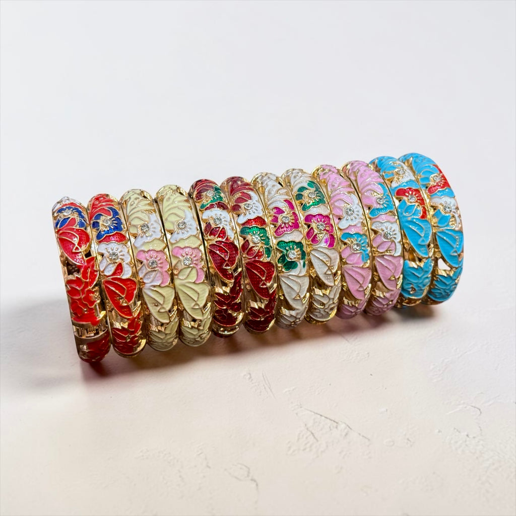 Floral Enamel Bangles- Thick