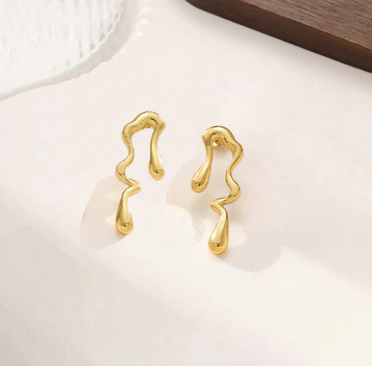 Gold-Plated Anti Tarnish Quirky Drop Earrings