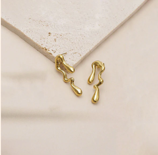 Gold-Plated Anti Tarnish Quirky Drop Earrings