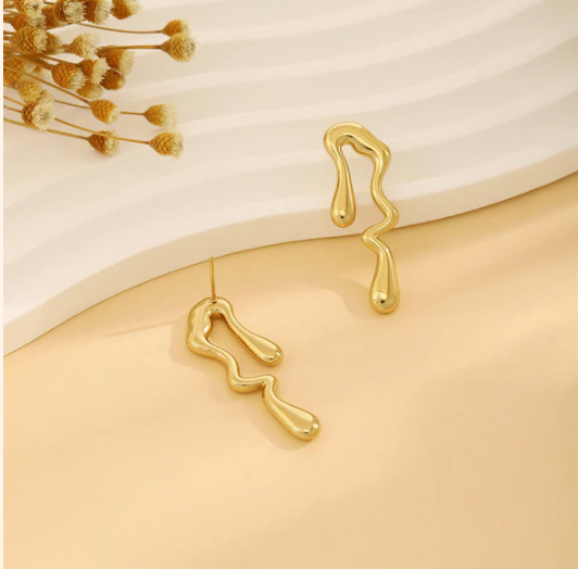 Gold-Plated Anti Tarnish Quirky Drop Earrings