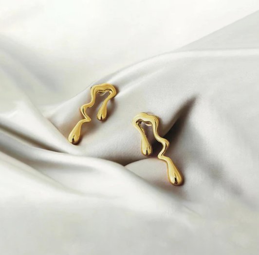 Gold-Plated Anti Tarnish Quirky Drop Earrings