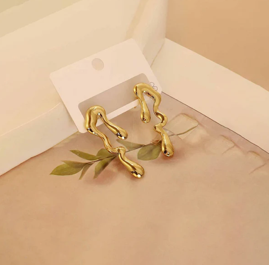 Gold-Plated Anti Tarnish Quirky Drop Earrings