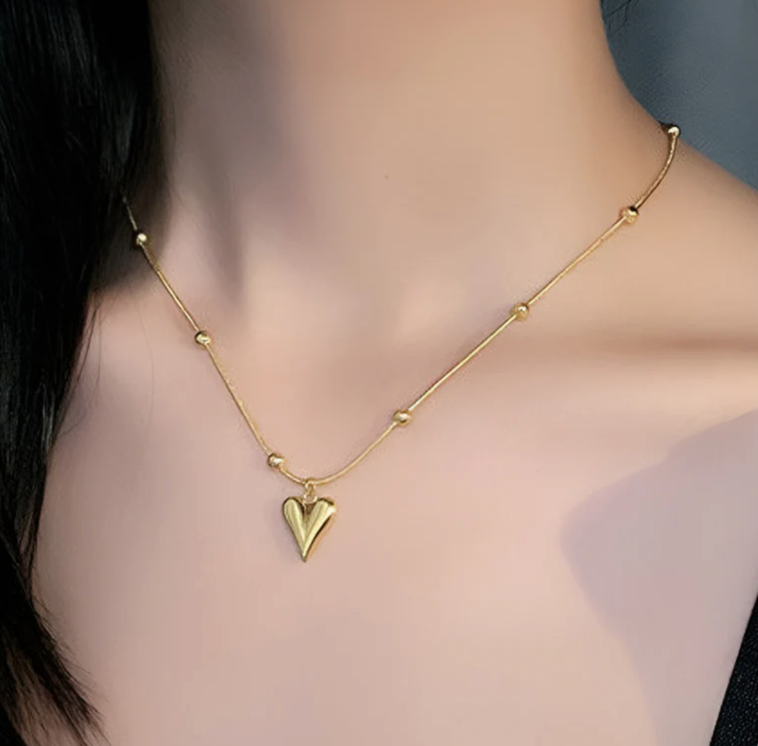 Gold-Plated Anti Tarnish Heart themed Necklace