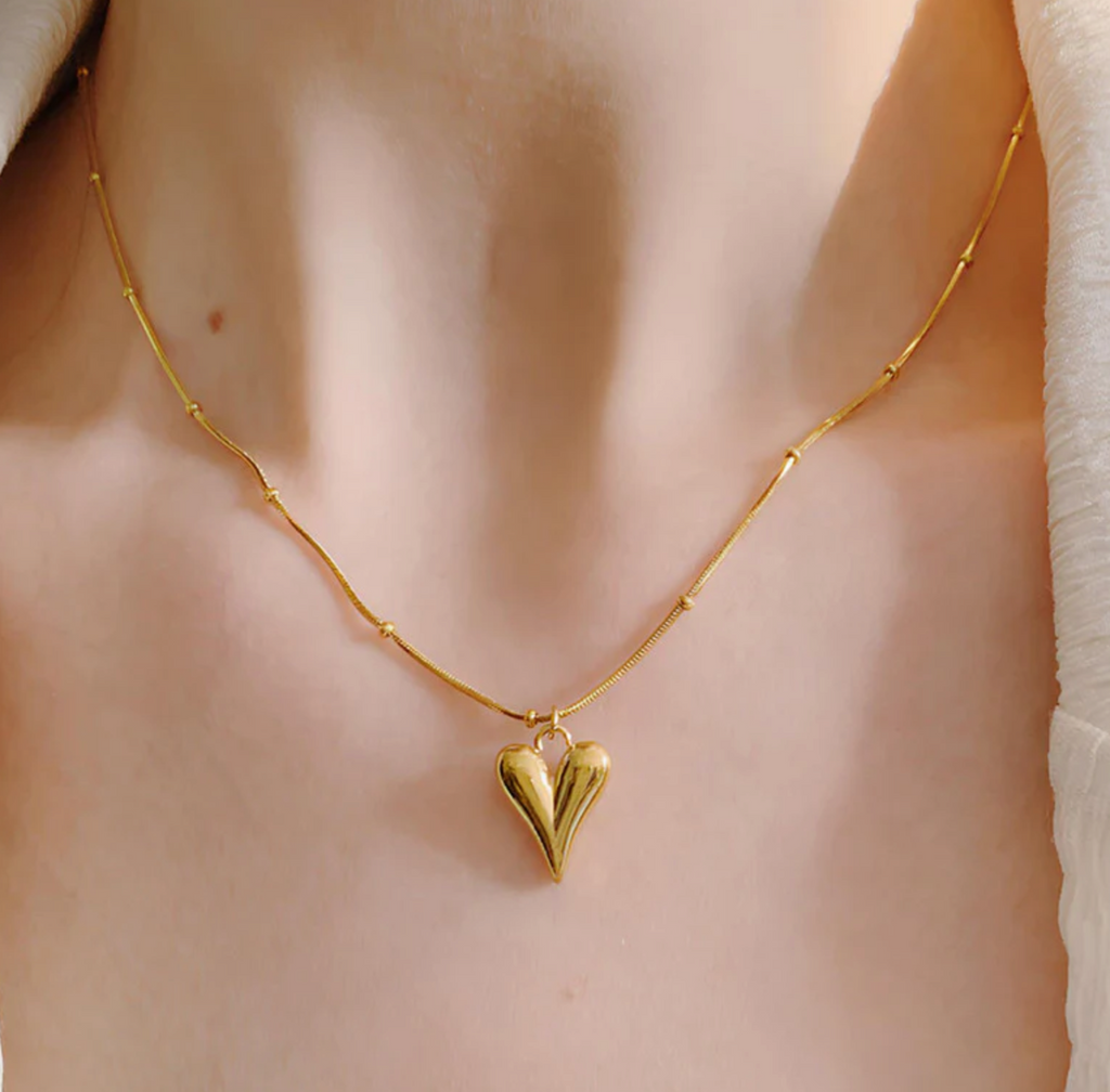 Gold-Plated Anti Tarnish Heart themed Necklace