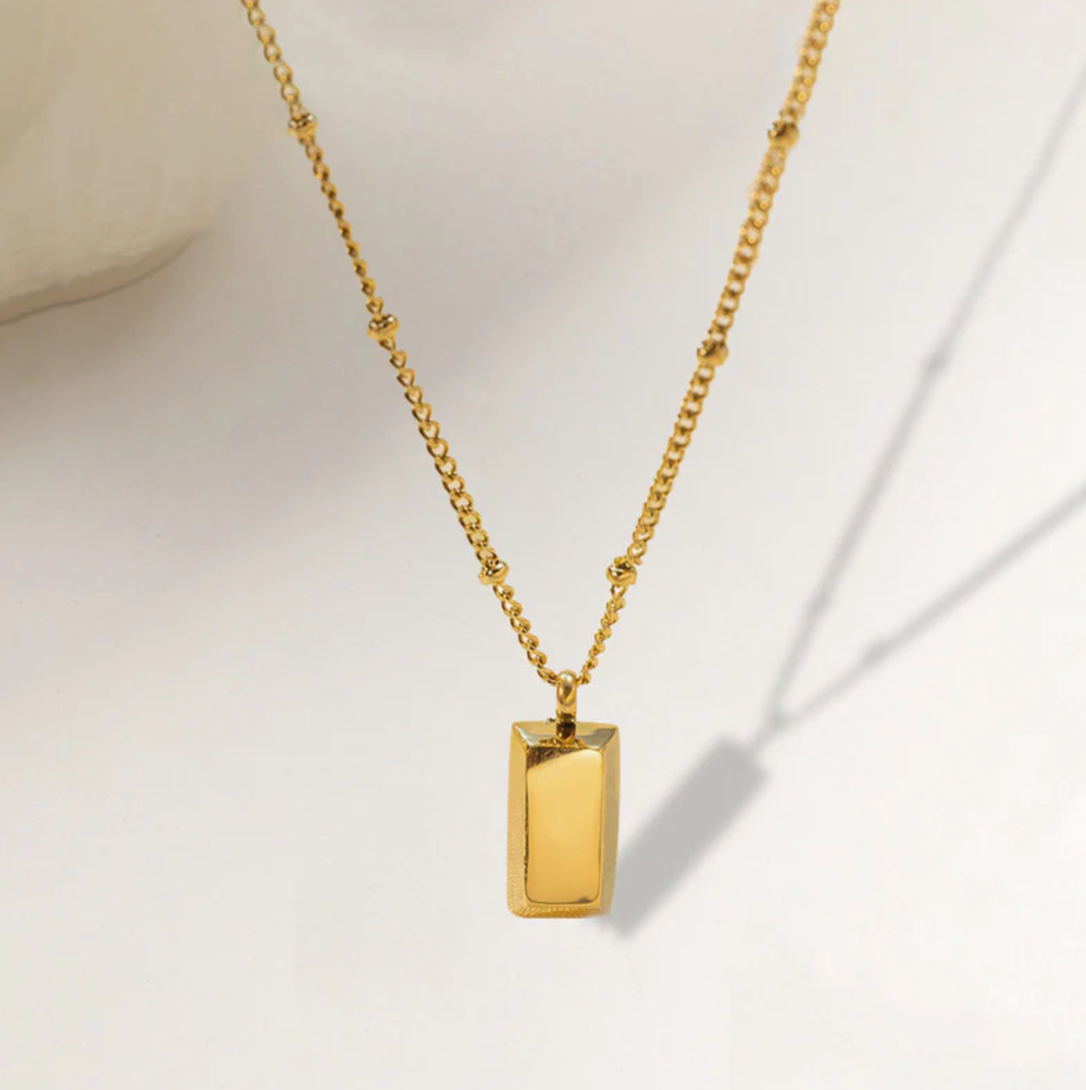 Golden Rectangular Pendant Necklace