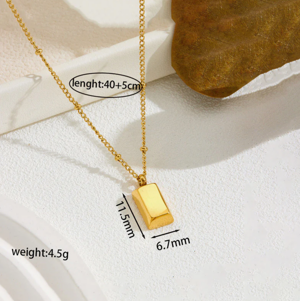 Golden Rectangular Pendant Necklace