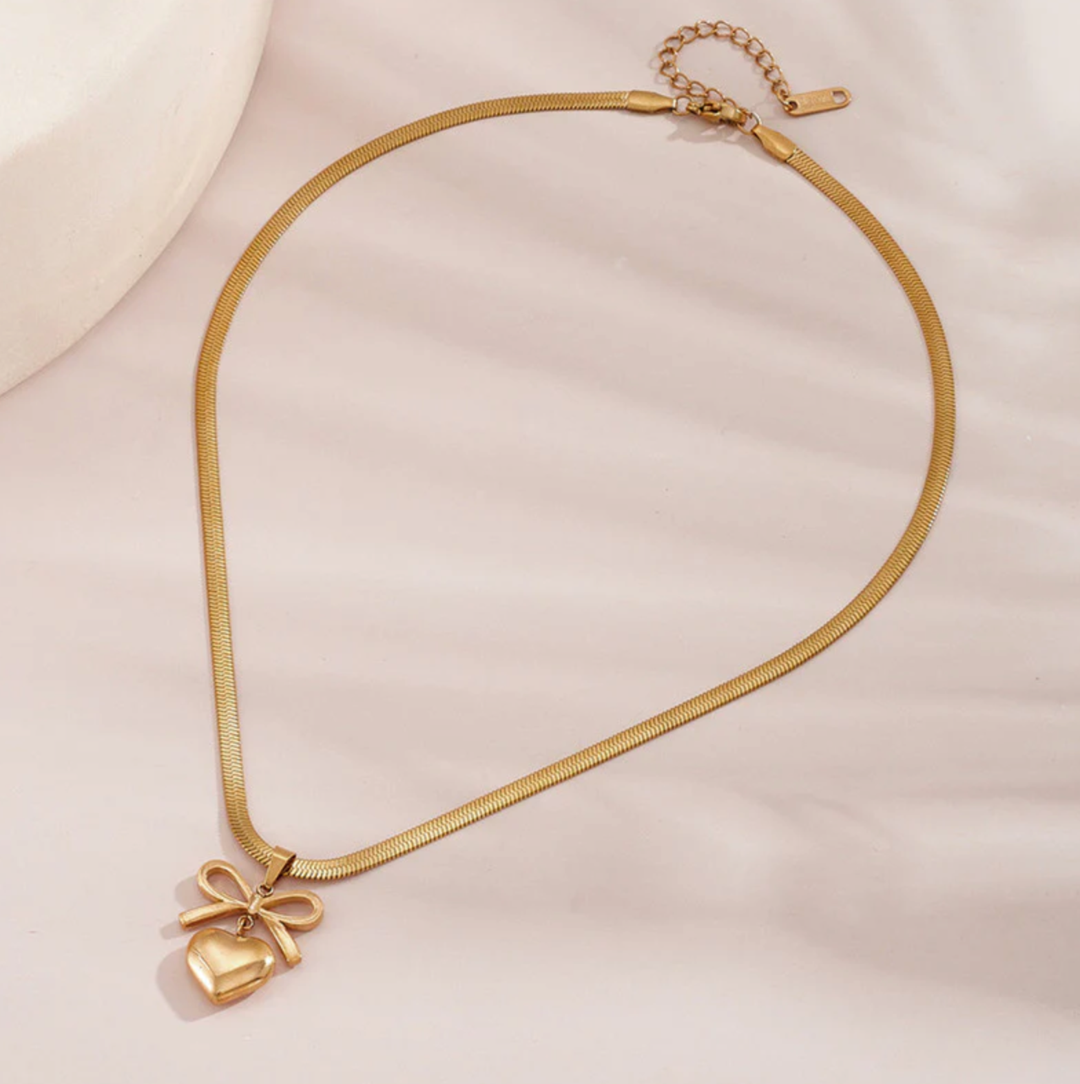 Bow Knot Heart Themed Pendant Necklace