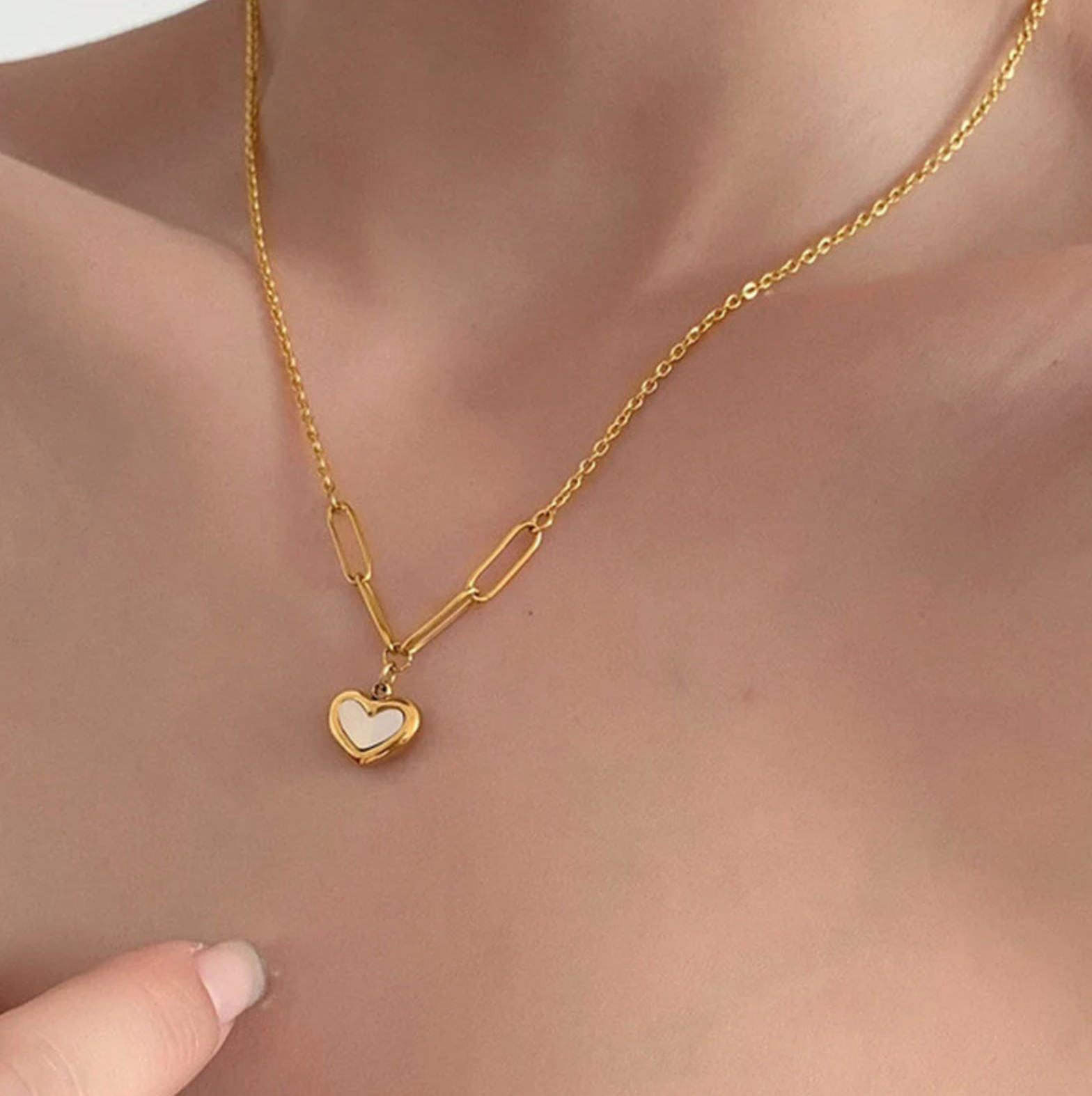 White Heart Themed Necklace