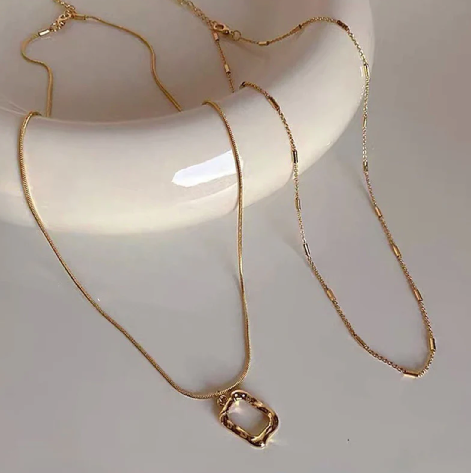 Dual Strand Geometric Necklace