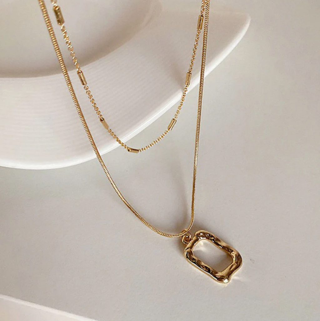 Dual Strand Geometric Necklace