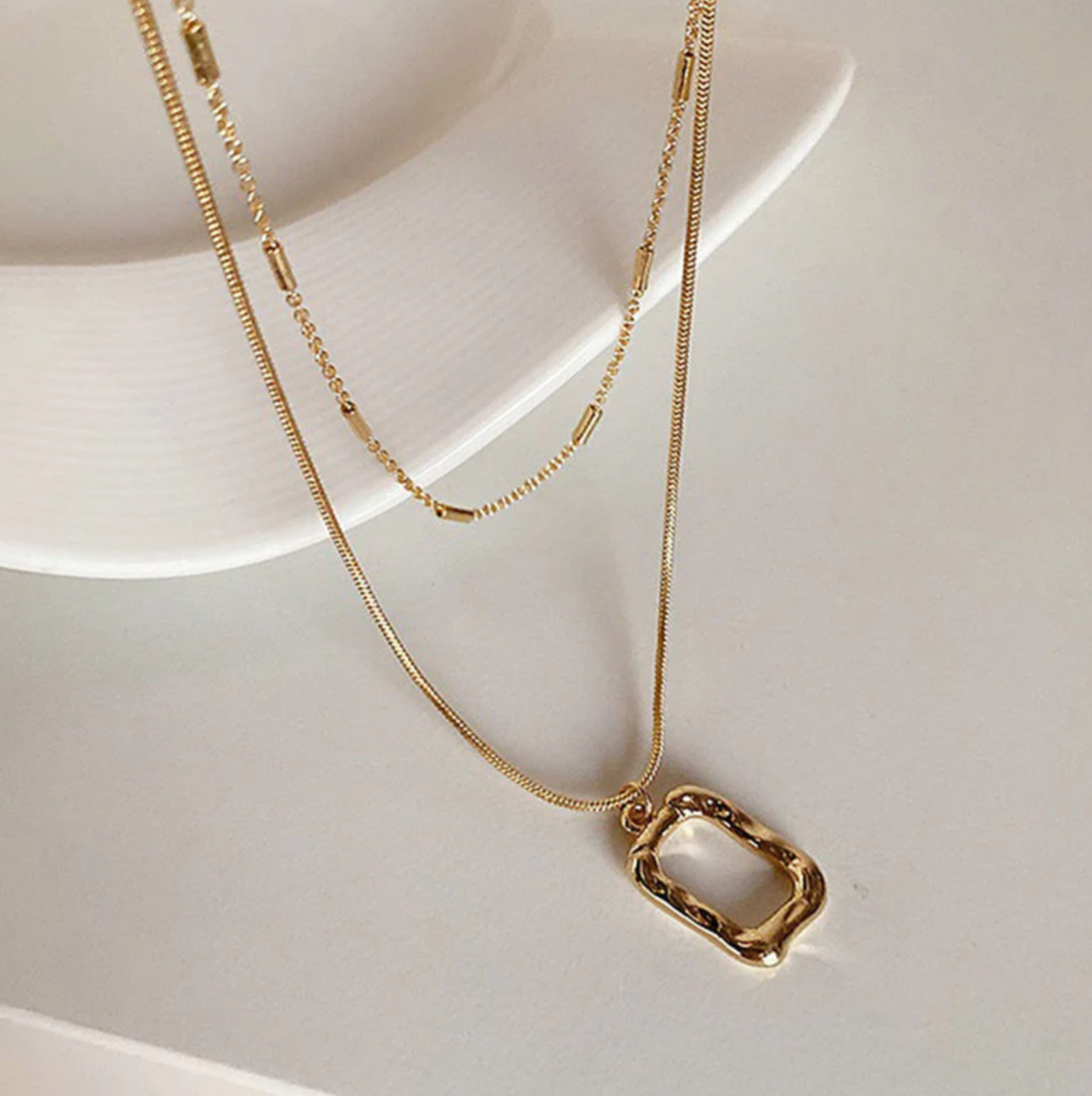 Dual Strand Geometric Necklace
