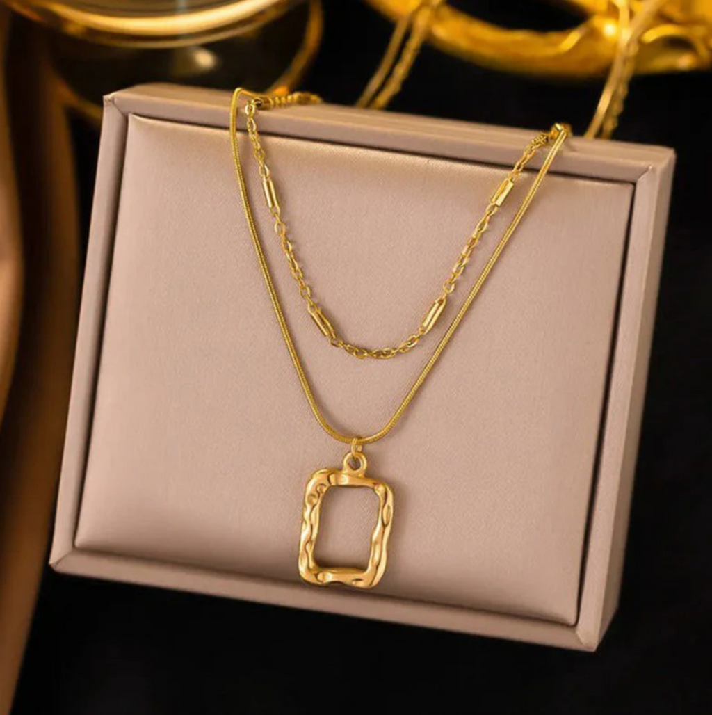 Dual Strand Geometric Necklace