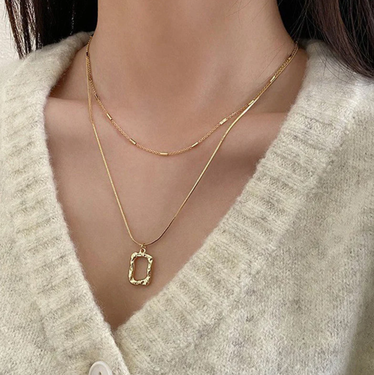 Dual Strand Geometric Necklace