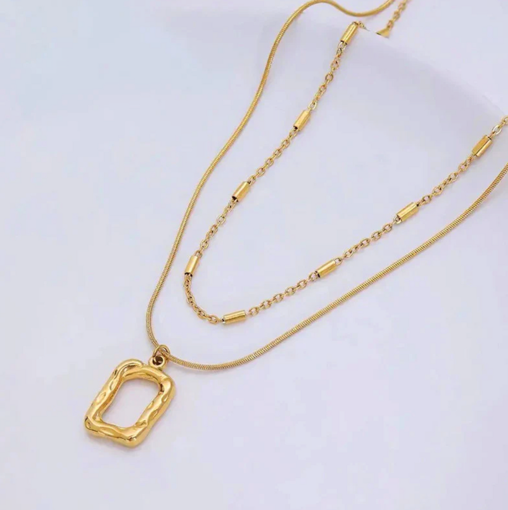Dual Strand Geometric Necklace