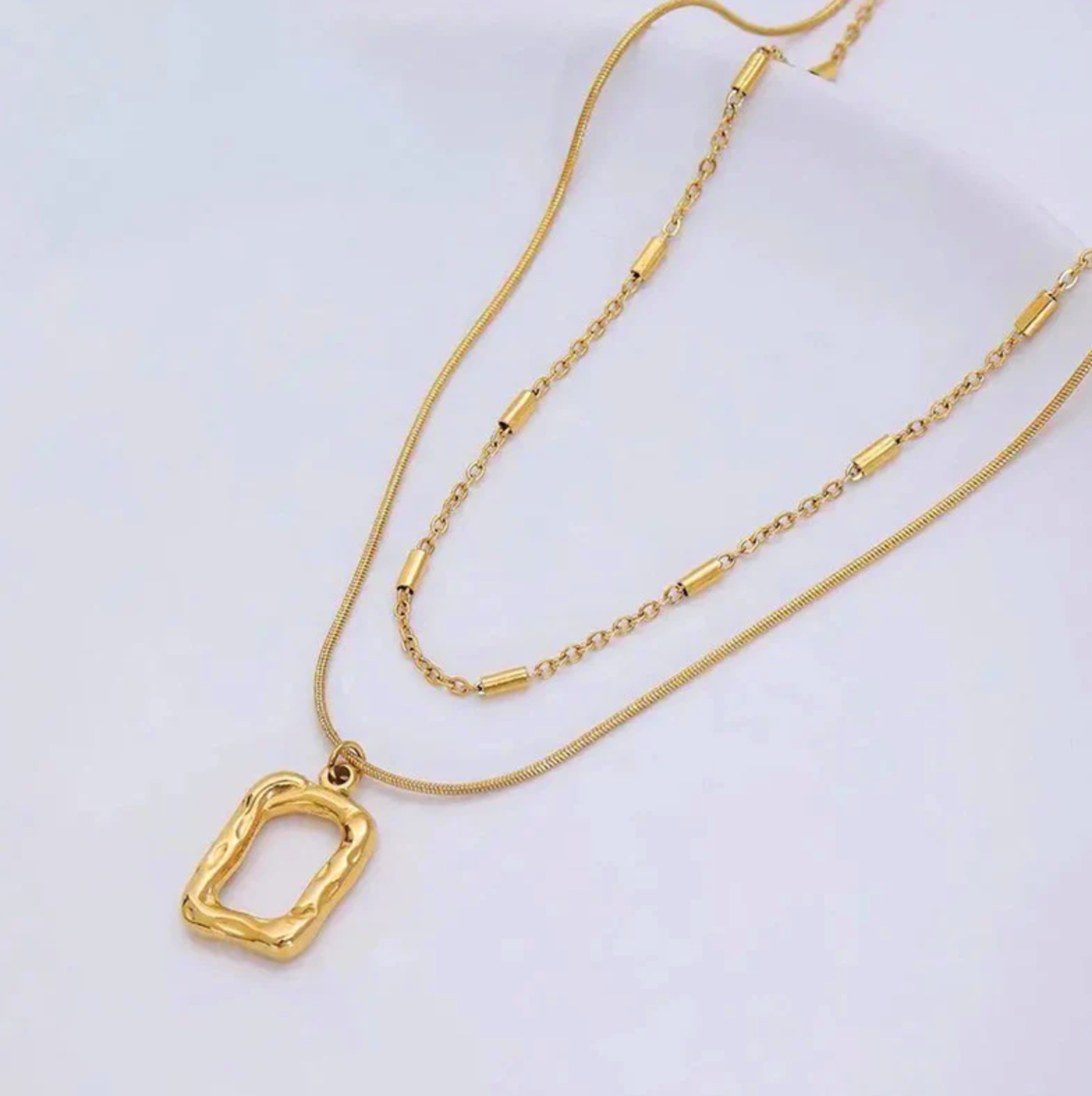 Dual Strand Geometric Necklace