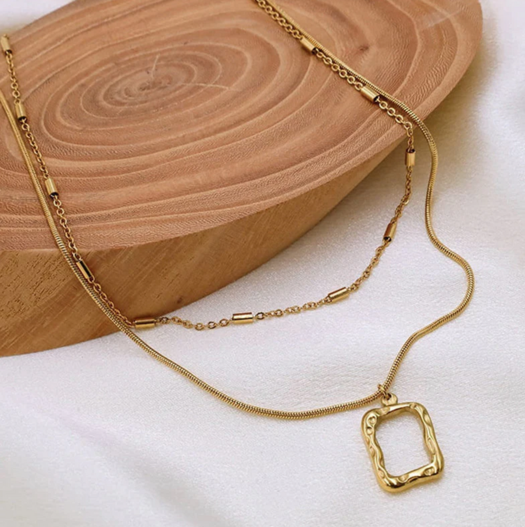 Dual Strand Geometric Necklace