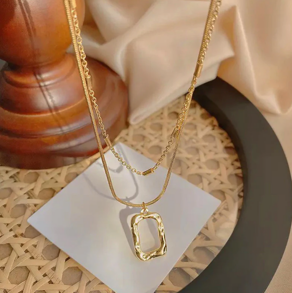 Dual Strand Geometric Necklace