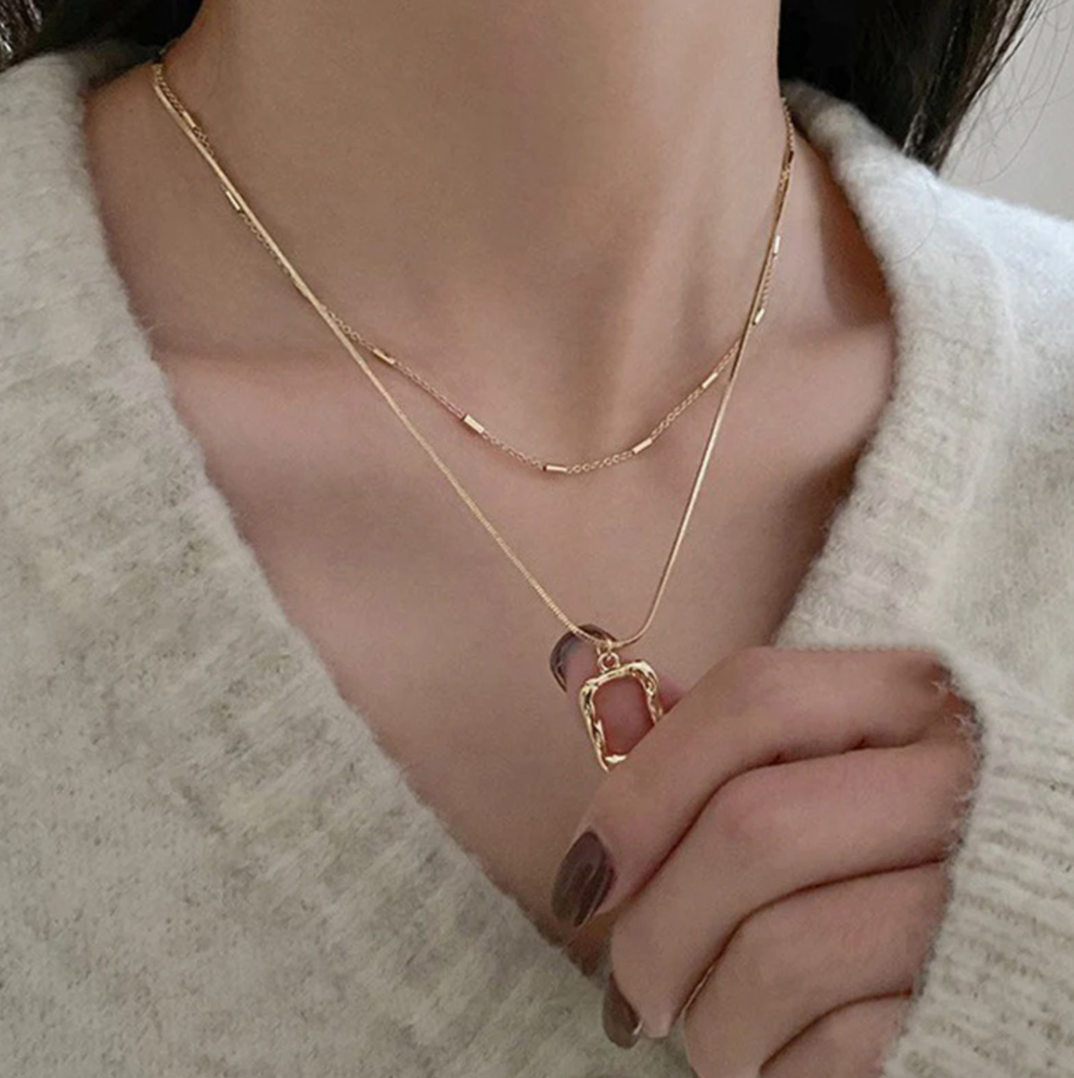 Dual Strand Geometric Necklace