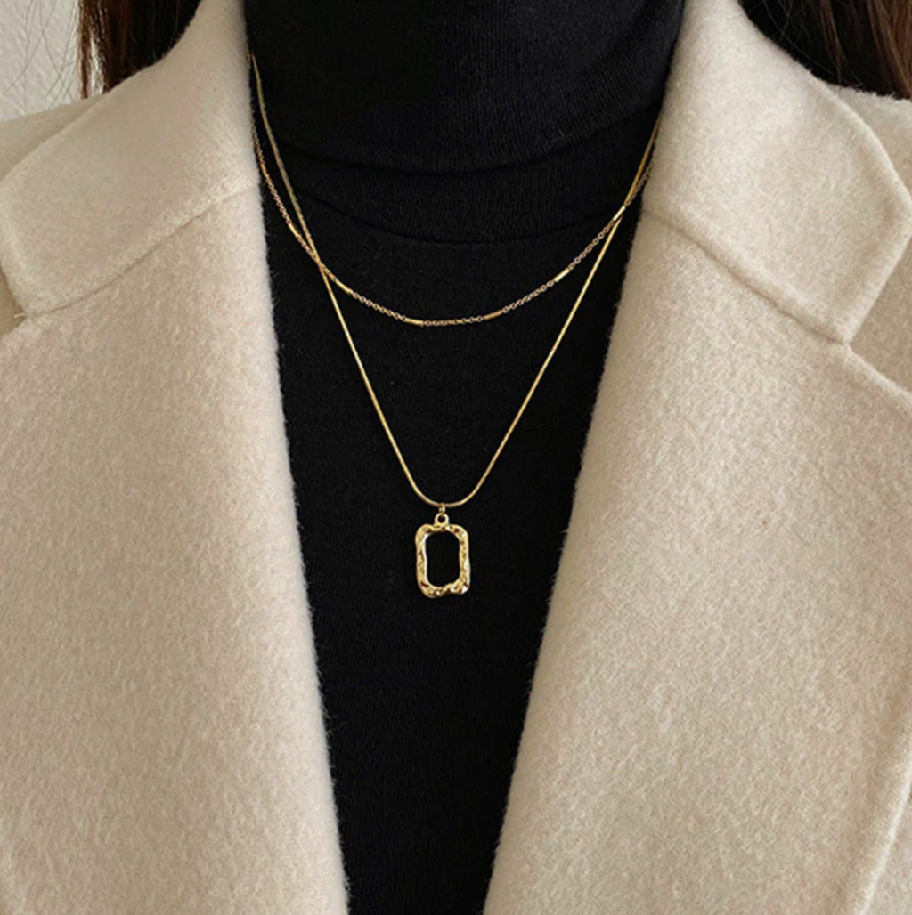 Dual Strand Geometric Necklace