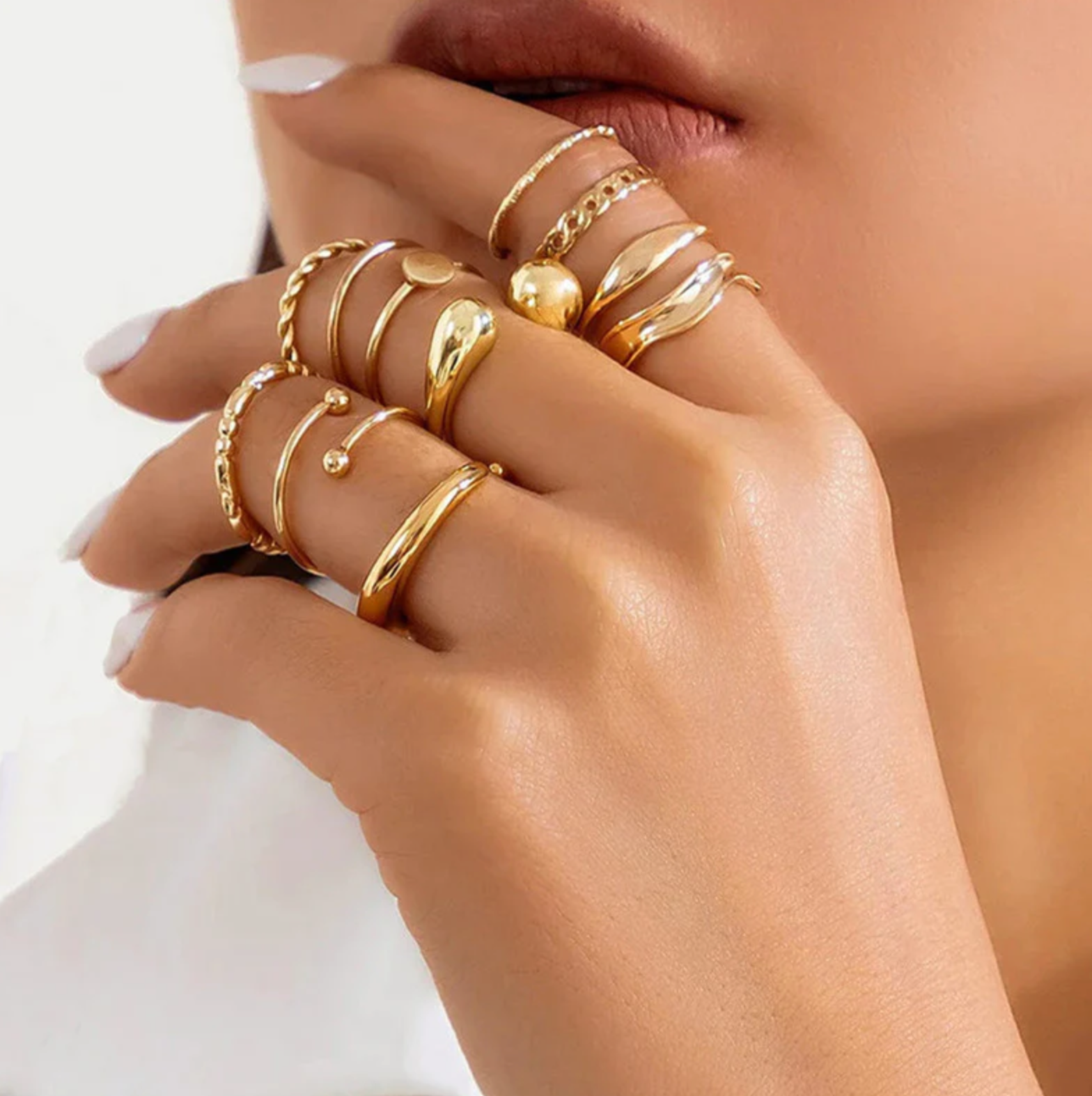 Set of 10 Stackable Finger Rings
