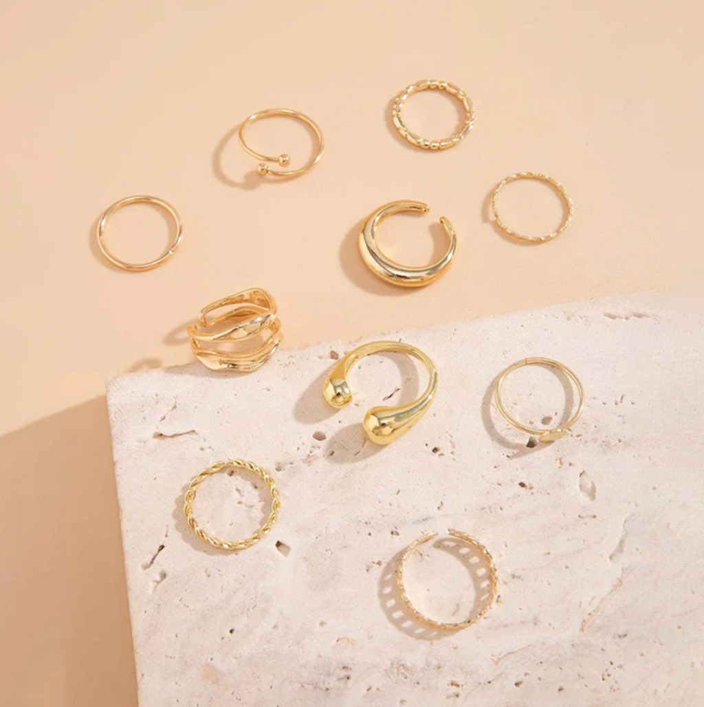 Set of 10 Stackable Finger Rings