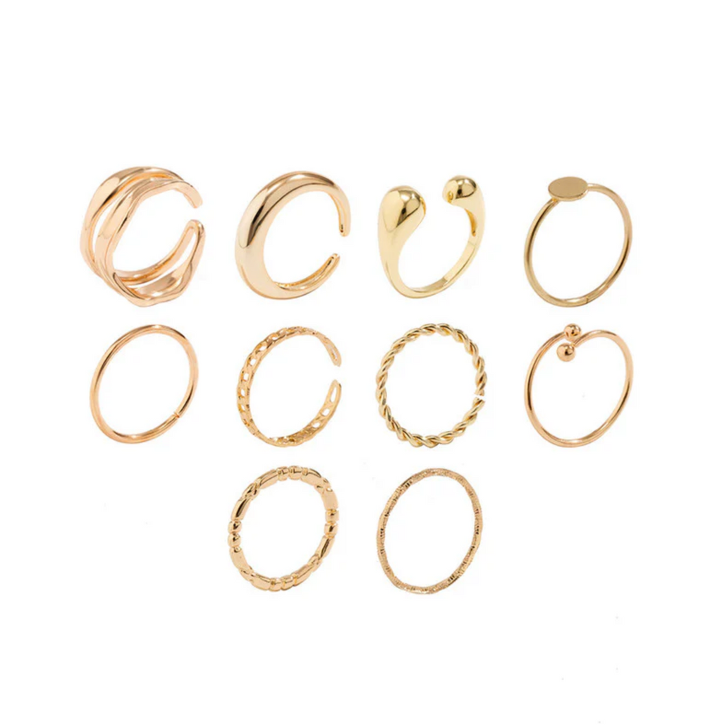 Set of 10 Stackable Finger Rings