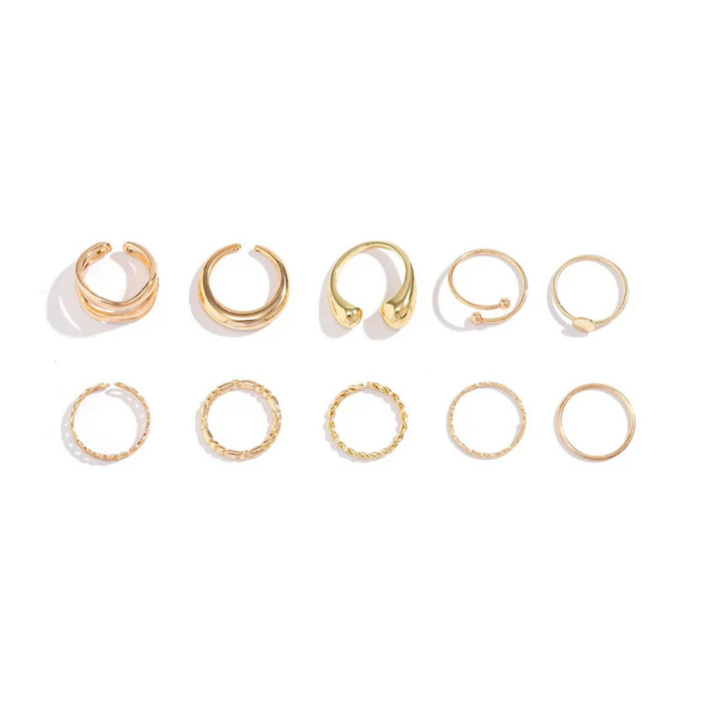 Set of 10 Stackable Finger Rings