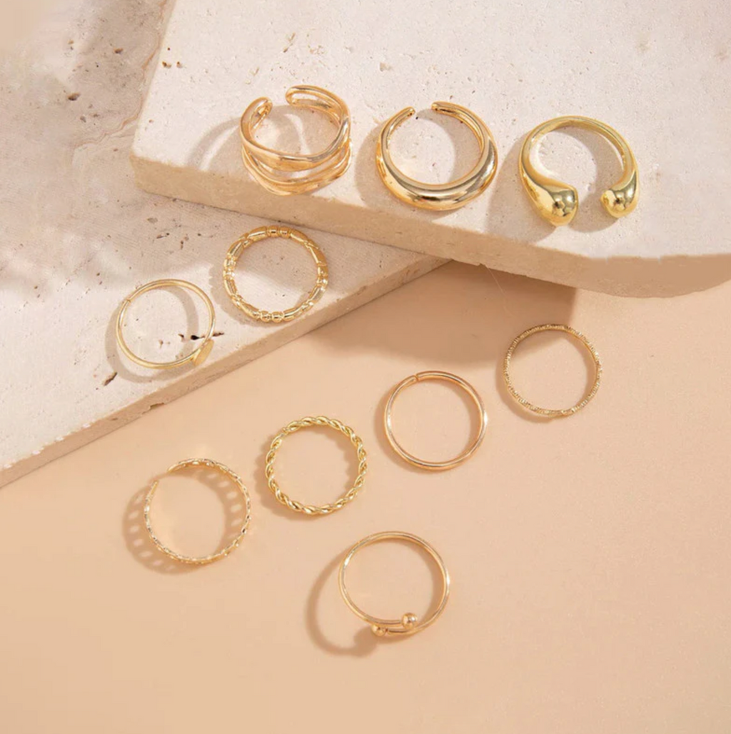 Set of 10 Stackable Finger Rings