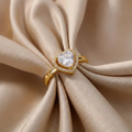 Gold-Plated Heart Themed Adjustable Ring