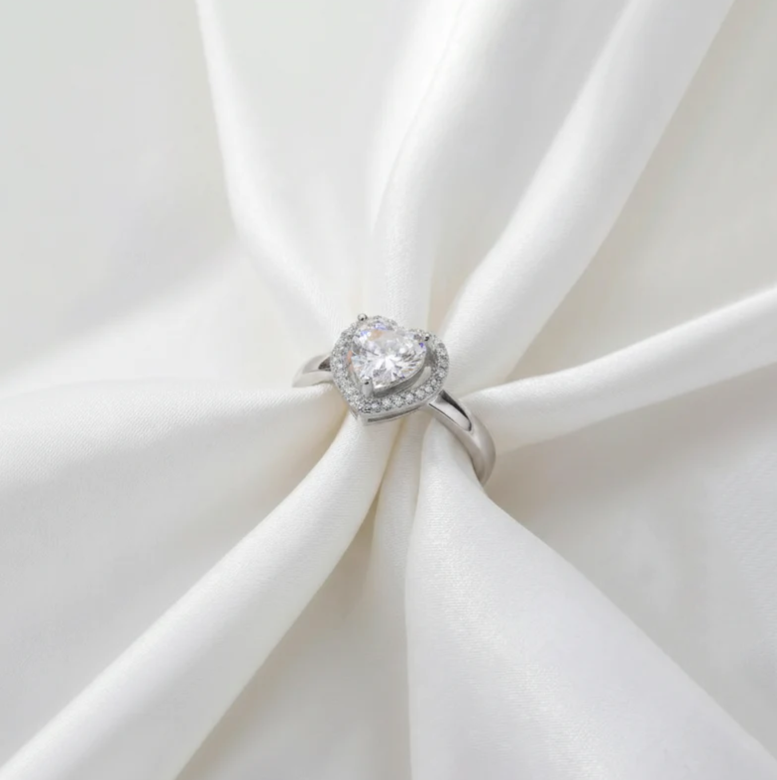 Silver-Plated Heart Themed Adjustable Ring