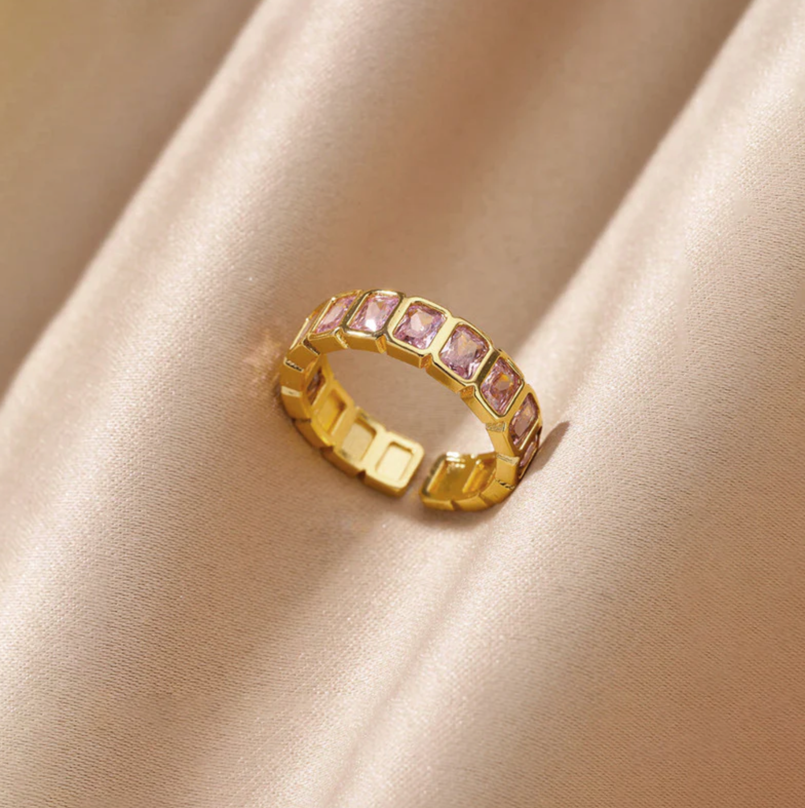 Pink Square ADs Adjustable Ring