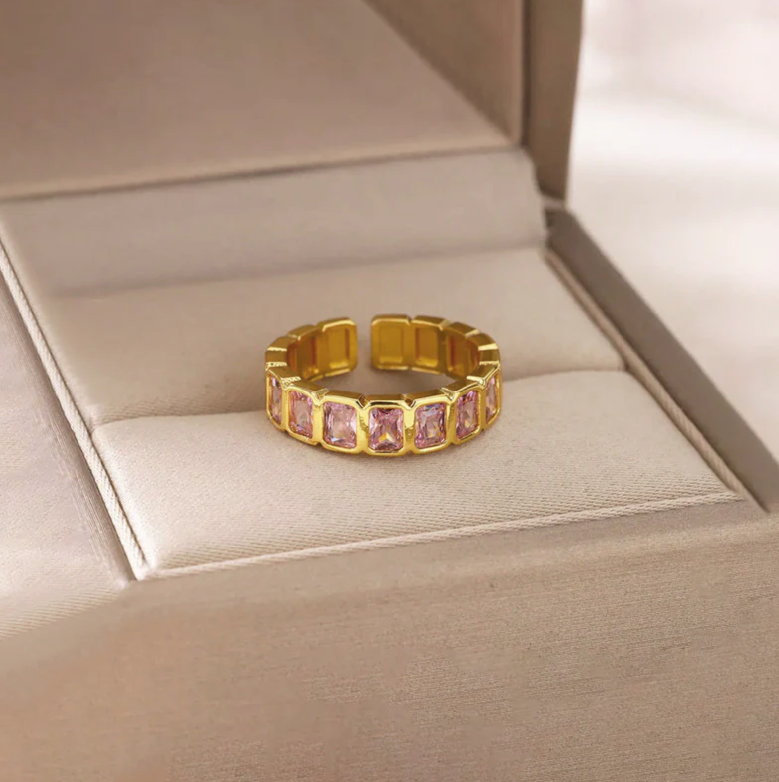 Pink Square ADs Adjustable Ring