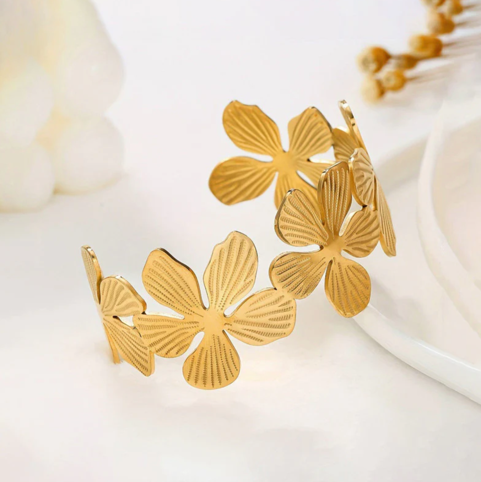 Floral Themed Cuff Bracelet