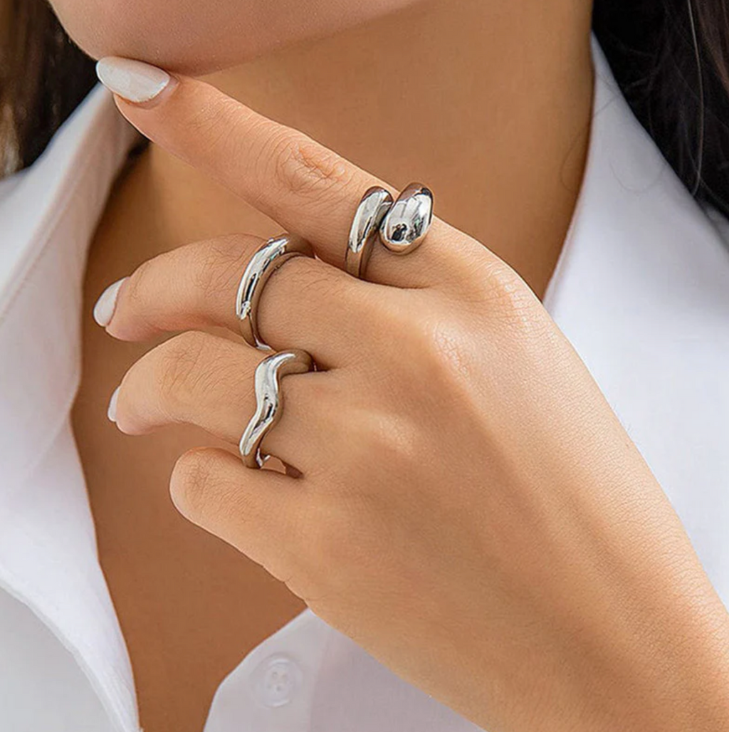 Silver Plated Set of 3 Stackable Finger Rings
