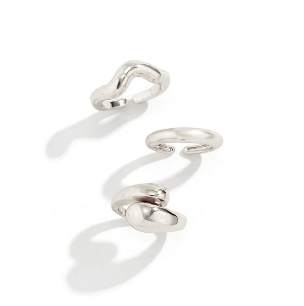 Silver Plated Set of 3 Stackable Finger Rings