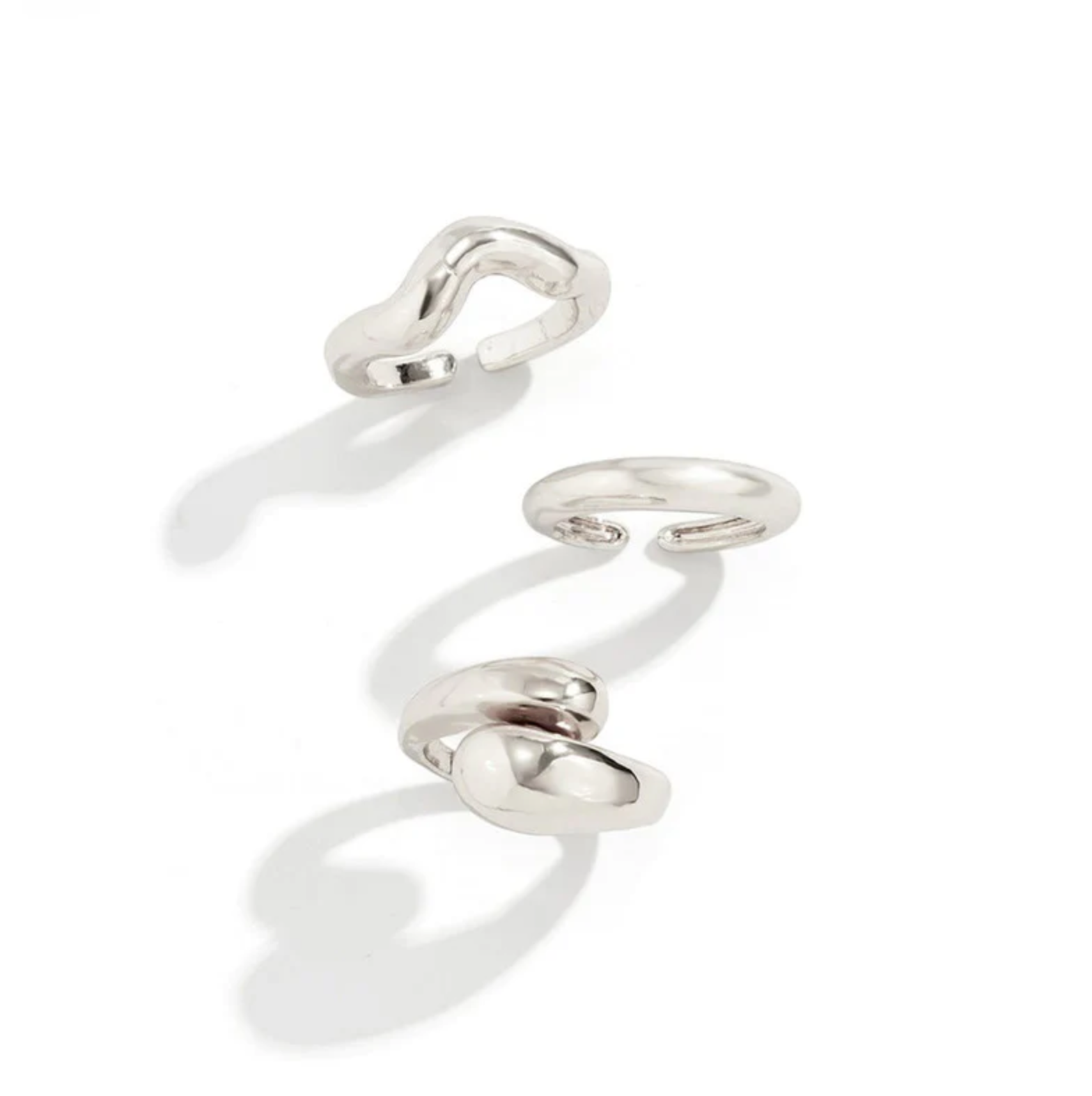 Silver Plated Set of 3 Stackable Finger Rings