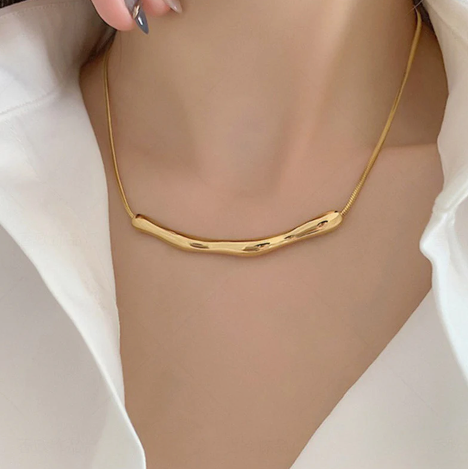 Gold Plated Anti Tarnish Arc Chain Necklace