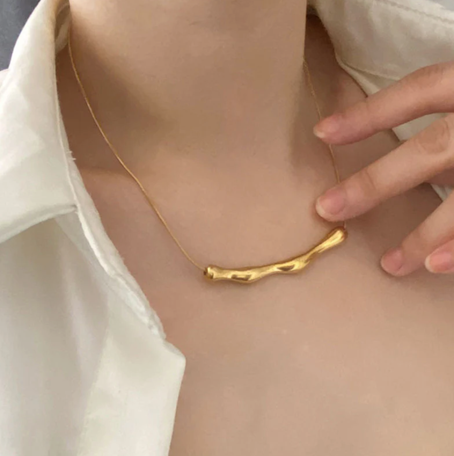 Gold Plated Anti Tarnish Arc Chain Necklace