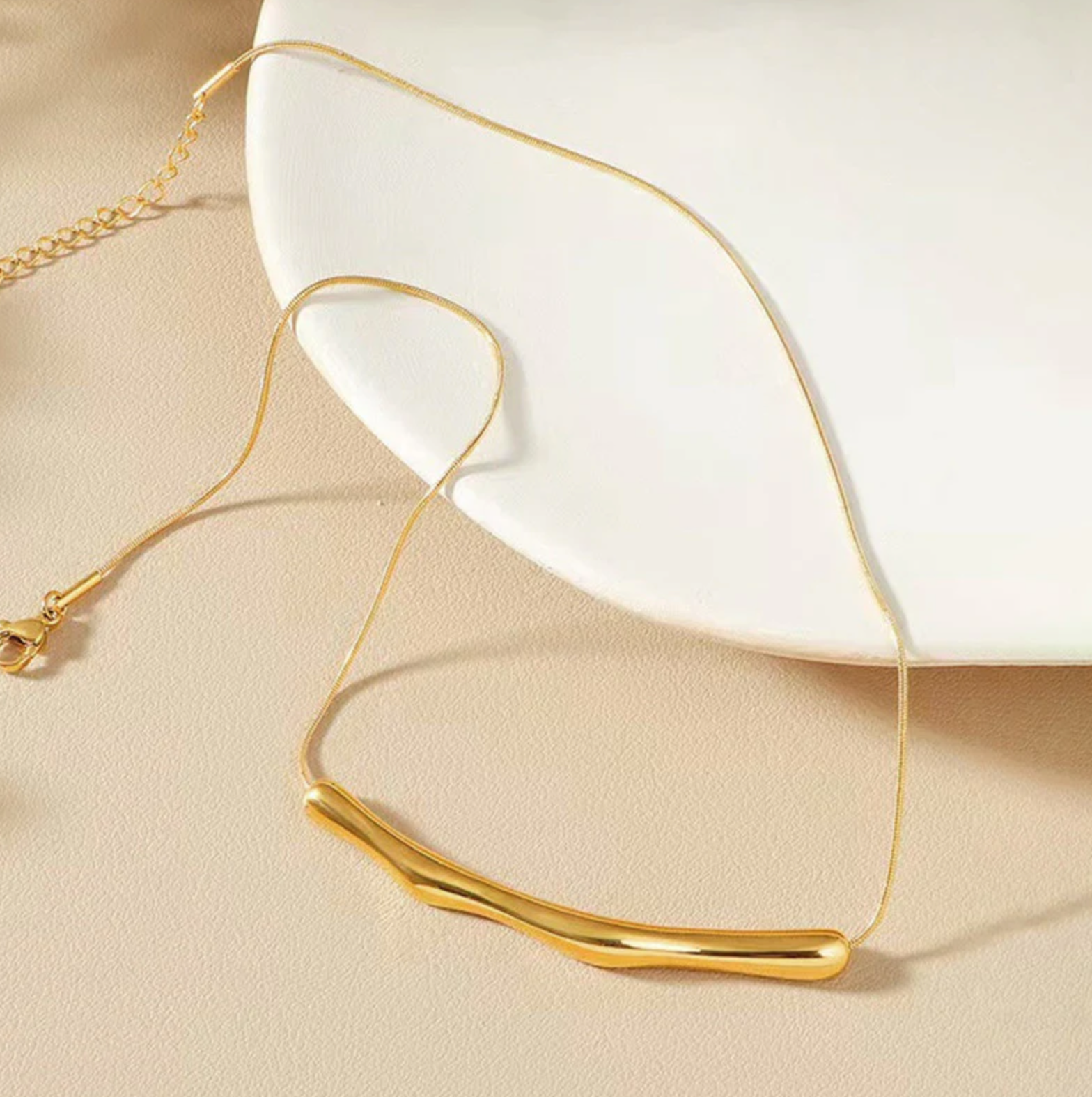 Gold Plated Anti Tarnish Arc Chain Necklace