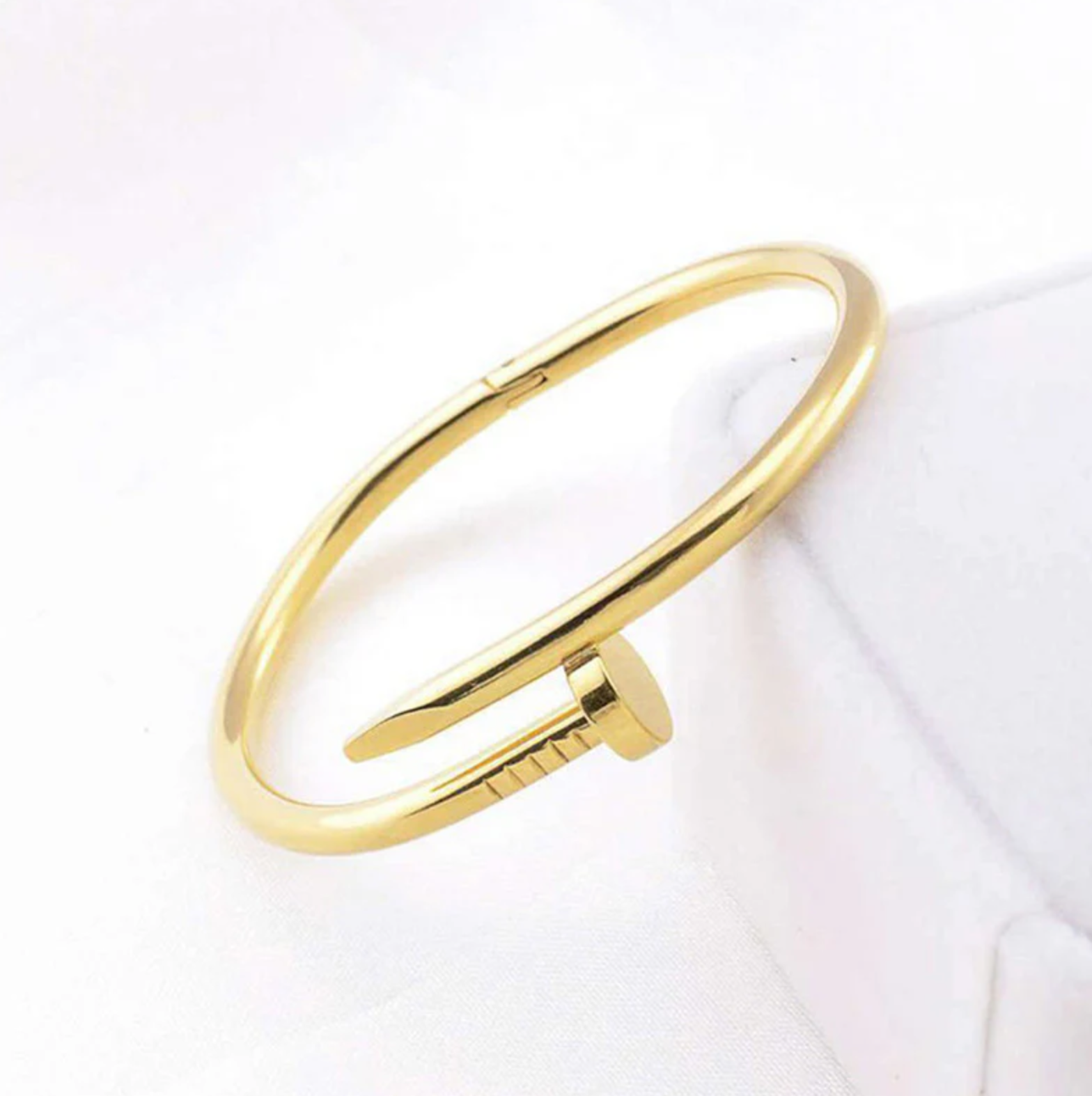 Gold Plated Stainless Steel Anti Tarnish Nail Bracelet