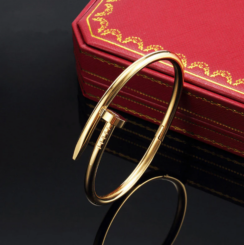 Gold Plated Stainless Steel Anti Tarnish Nail Bracelet