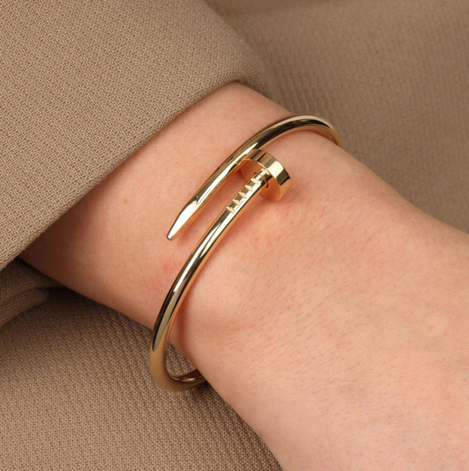 Gold Plated Stainless Steel Anti Tarnish Nail Bracelet