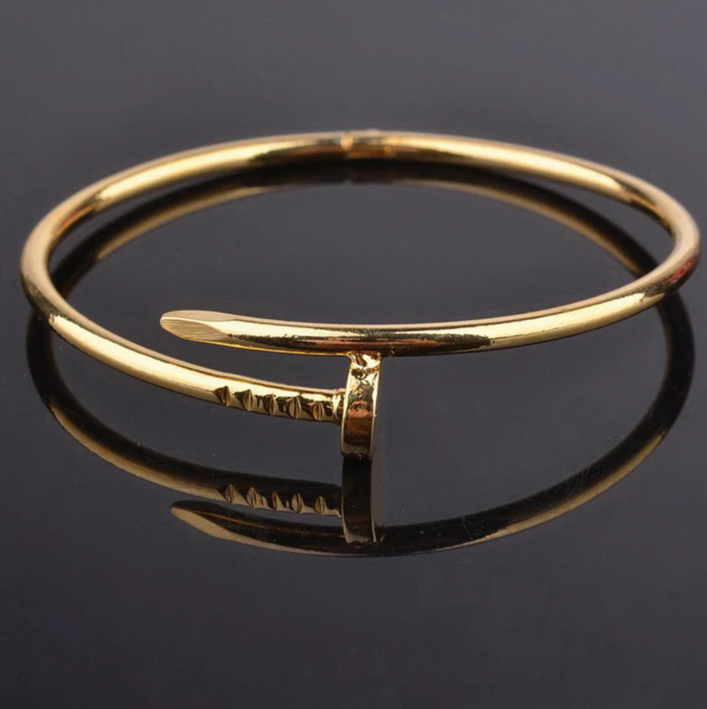 Gold Plated Stainless Steel Anti Tarnish Nail Bracelet