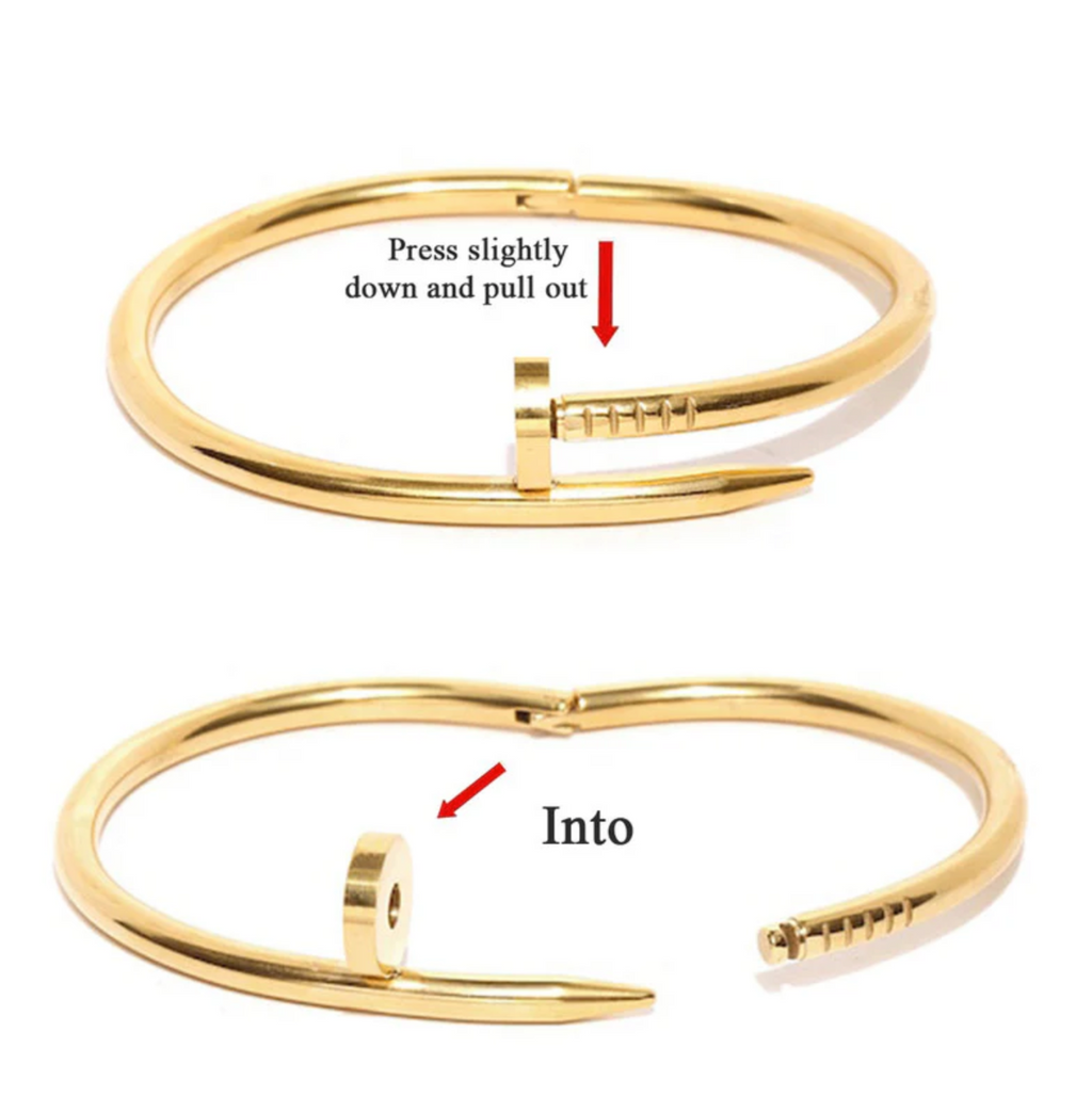 Gold Plated Stainless Steel Anti Tarnish Nail Bracelet