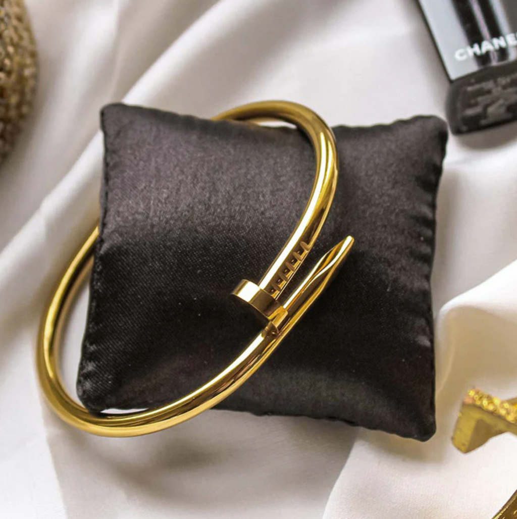 Gold Plated Stainless Steel Anti Tarnish Nail Bracelet